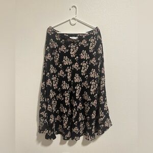 Jones New York Black Floral A-Line Maxi Skirt